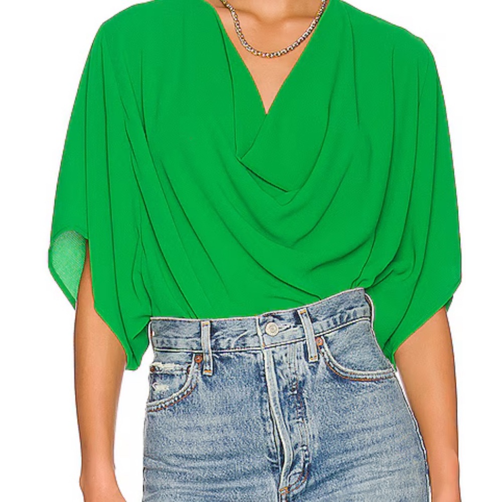 Steve Madden XS green short sleeve cowl neck blouse NWT